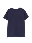 T-shirt per bambini Moschino Kids blu navy con stampa logo sul davanti HNM05VLAA10 40016 MOSCHINO KIDS 