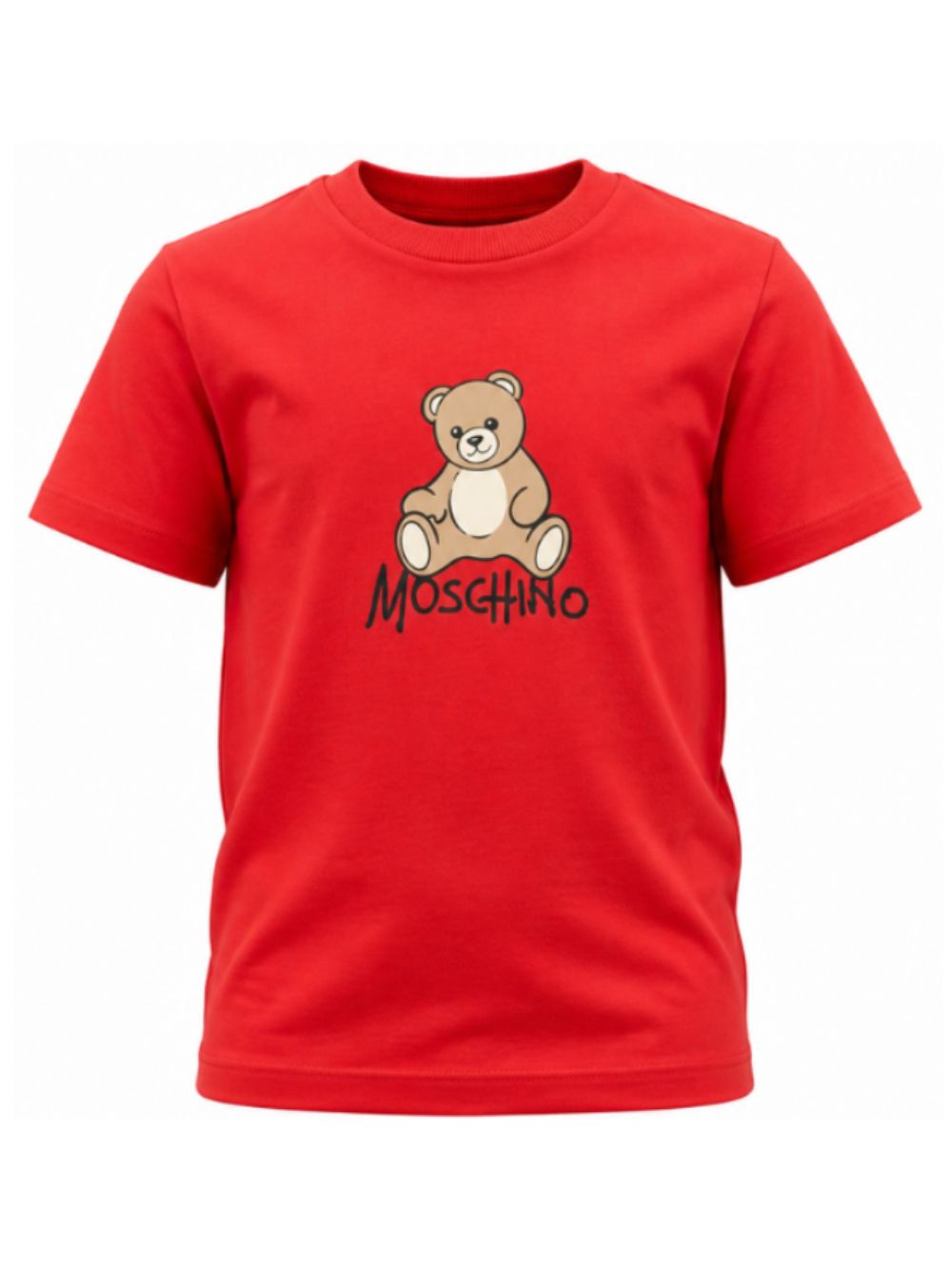 T-shirt per bambini Moschino Kids rossa con dettaglio Teddy bear HNM05VLAA10 50109 MOSCHINO KIDS 