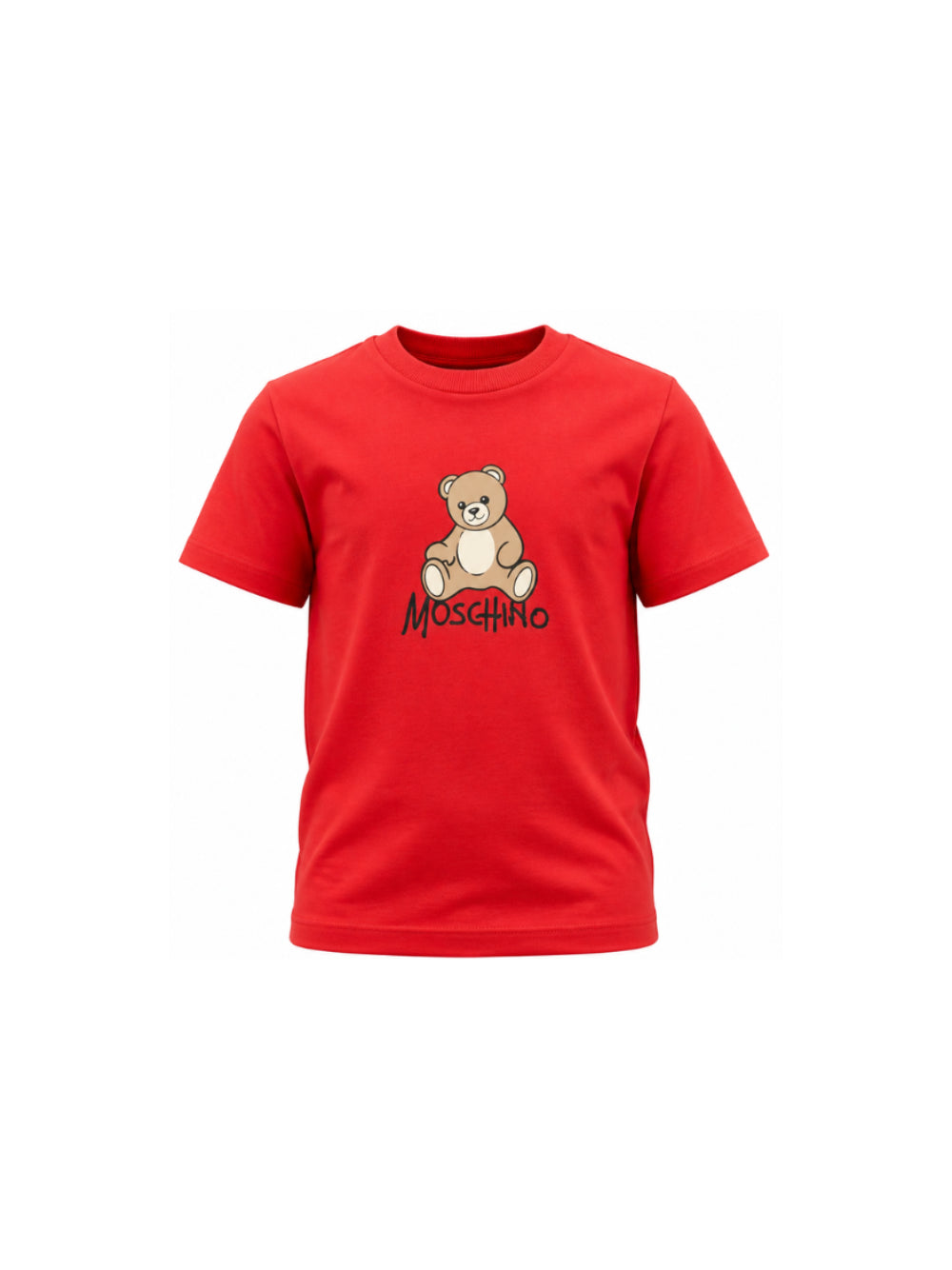 T-shirt per bambini Moschino Kids rossa con dettaglio Teddy bear HNM05VLAA10 50109 MOSCHINO KIDS 