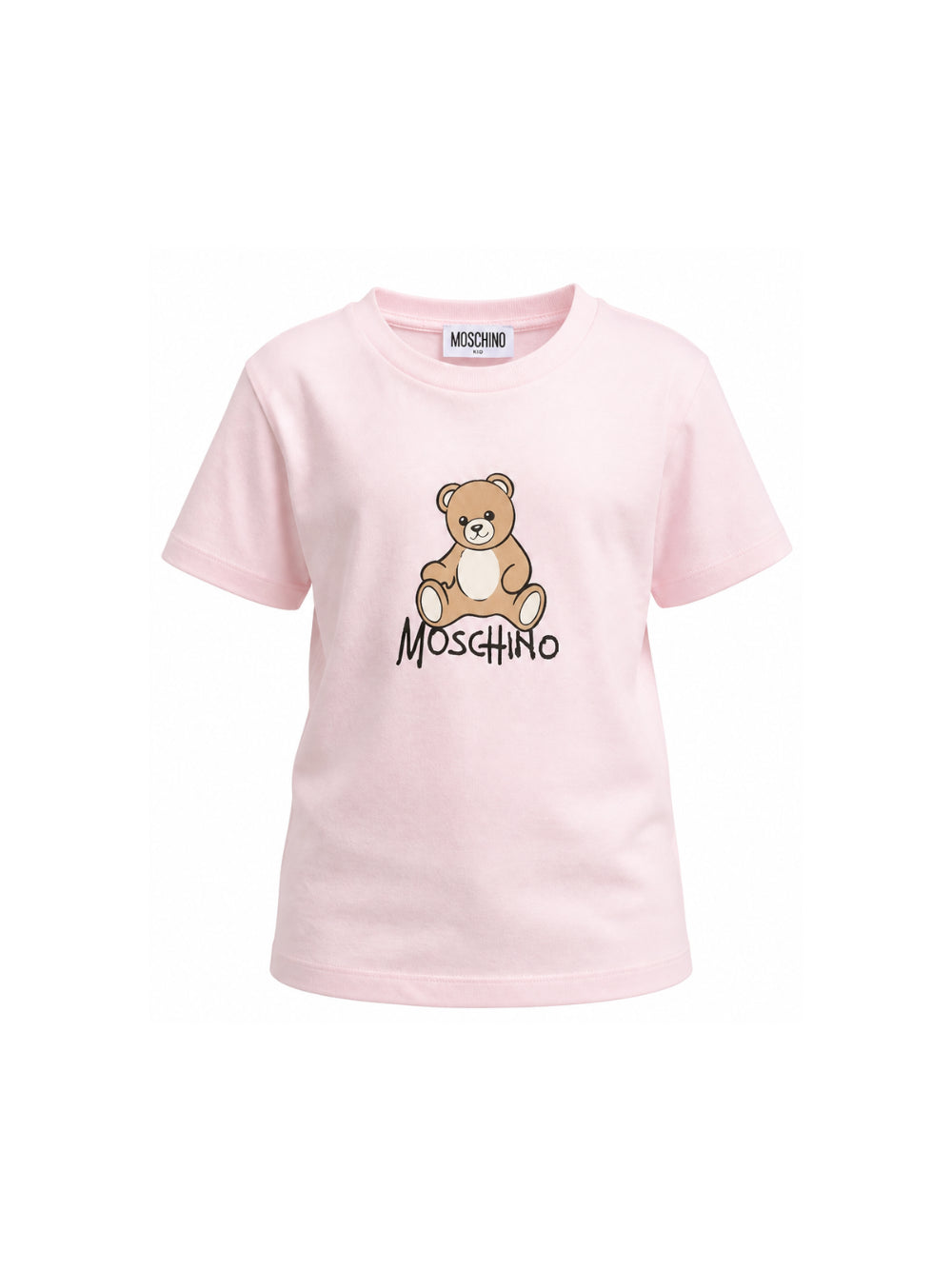 T-shirt per bambini Moschino Kids rosa con stampa logo sul davanti HNM05VLAA10 50209 MOSCHINO KIDS 