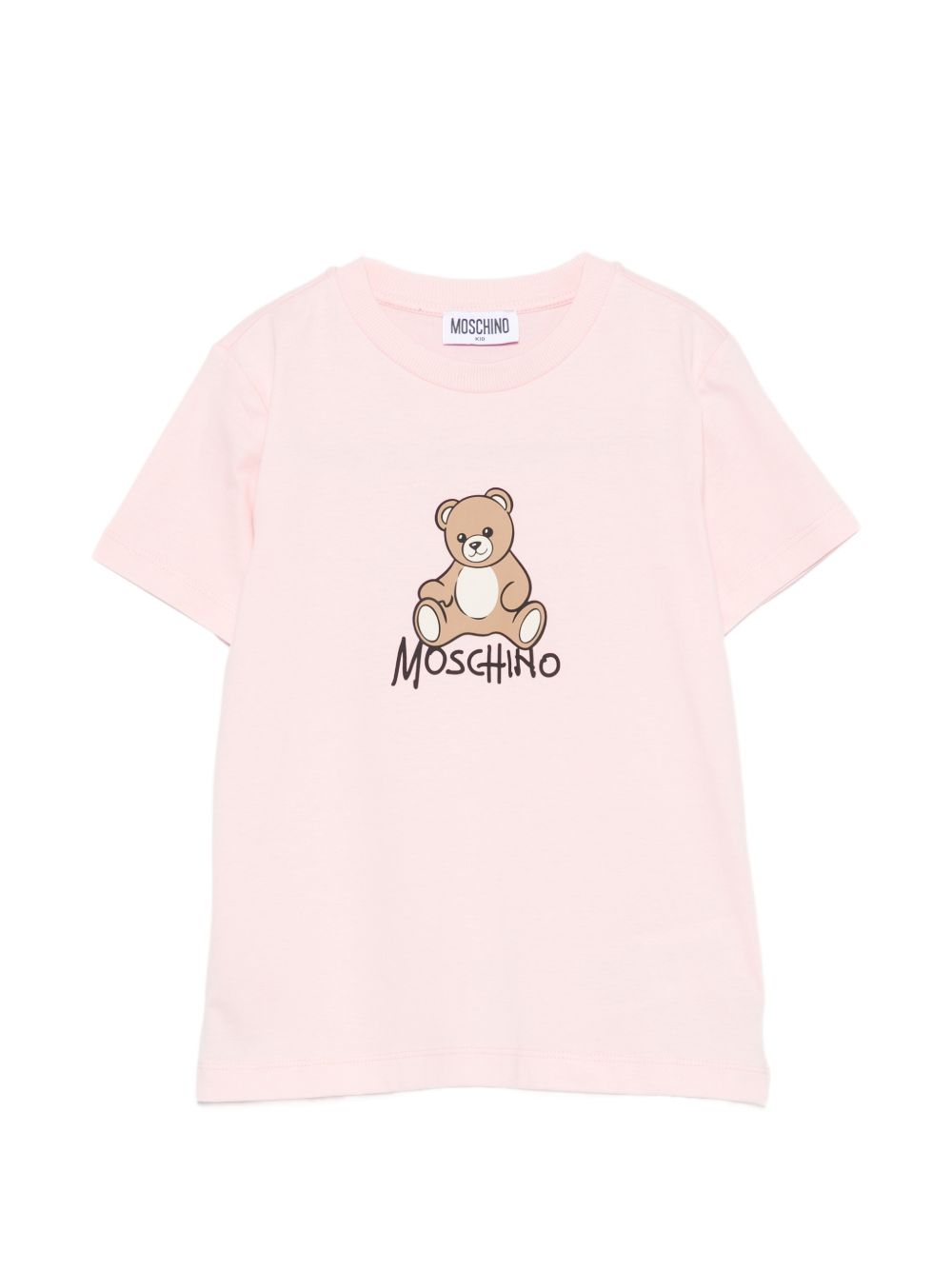 T-shirt per bambini Moschino Kids rosa con stampa logo sul davanti HNM05VLAA10 50209 MOSCHINO KIDS 