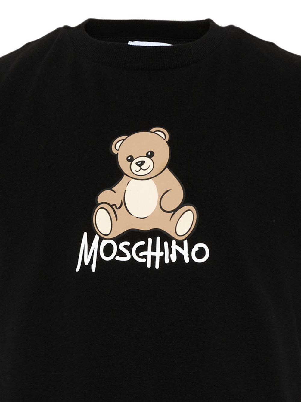 T-shirt per bambino Moschino Kids nera con stampa logo sul davanti HNM05VLAA10 60100 MOSCHINO KIDS 