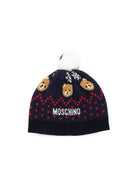 Berretto per bambina Moschino Kids blu navy con pon-pon HNX02KLHE82 40016 MOSCHINO KIDS 