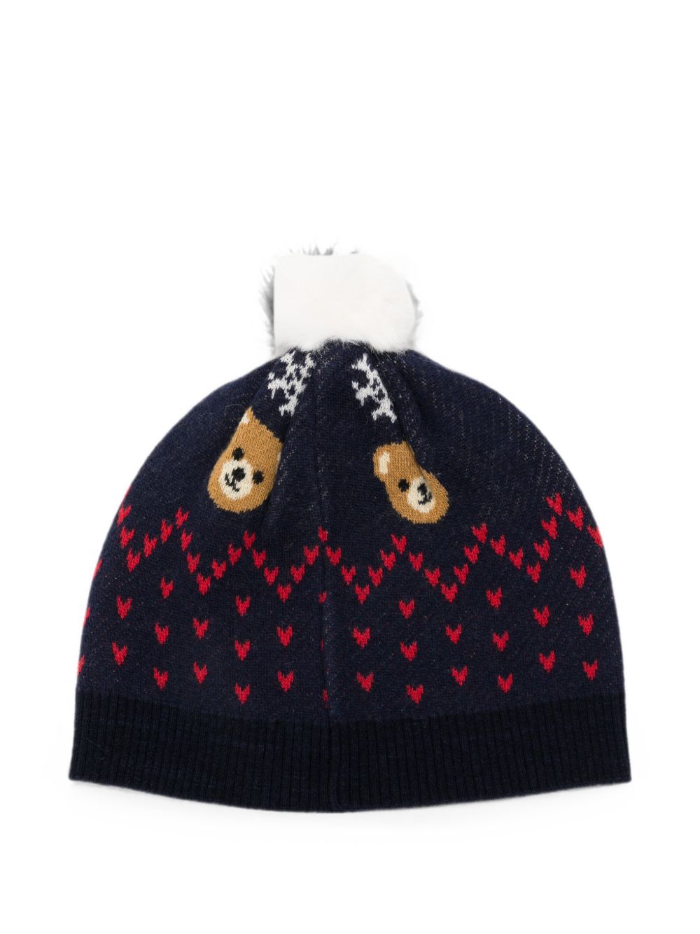 Berretto per bambina Moschino Kids blu navy con pon-pon HNX02KLHE82 40016 MOSCHINO KIDS 