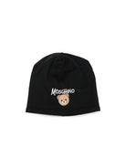 Berretto per bambino Moschino Kids nero con stampa grafica HNX02MLCA94 60100 MOSCHINO KIDS 