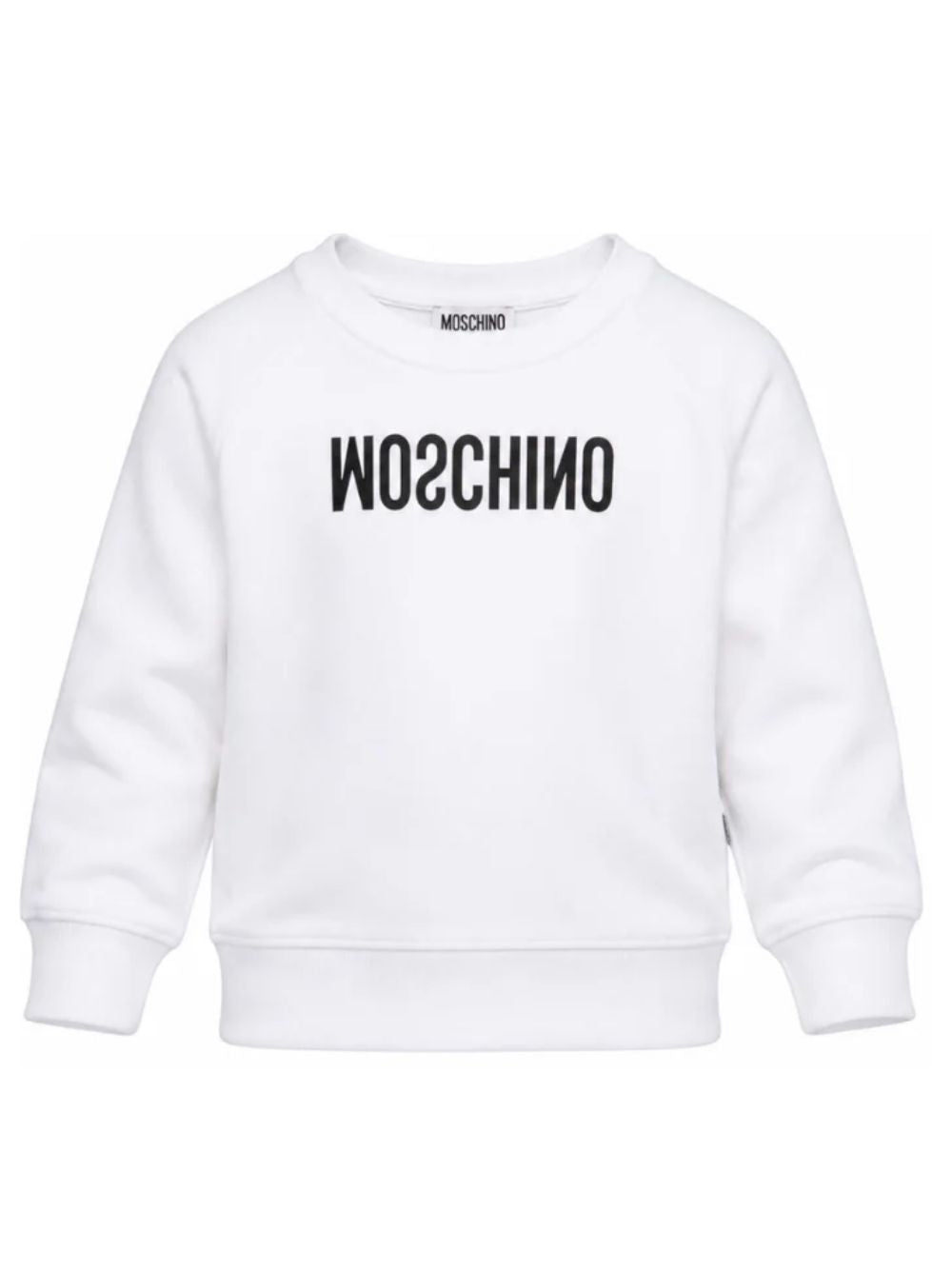 Felpa per bambini Moschino Kids bianca con logo sul davanti HOF099LCA61 10101 MOSCHINO KIDS 