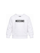 Felpa per bambini Moschino Kids bianca con logo sul davanti HOF099LCA61 10101 MOSCHINO KIDS 