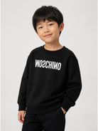 Felpa per bambini Moschino Kids nera con logo sul davanti HOF099LCA61 60100 MOSCHINO KIDS 