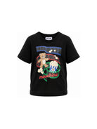 T-shirt per bambini Moschino Kids nera con stampa grafica sul davanti HPM05WLAA10 60100 MOSCHINO KIDS 