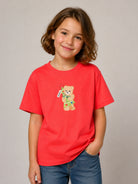 T-shirt per bambini Moschino Kids rossa con stampa Teddy con albero di Natale HQM05WLAA10 50109 MOSCHINO KIDS 