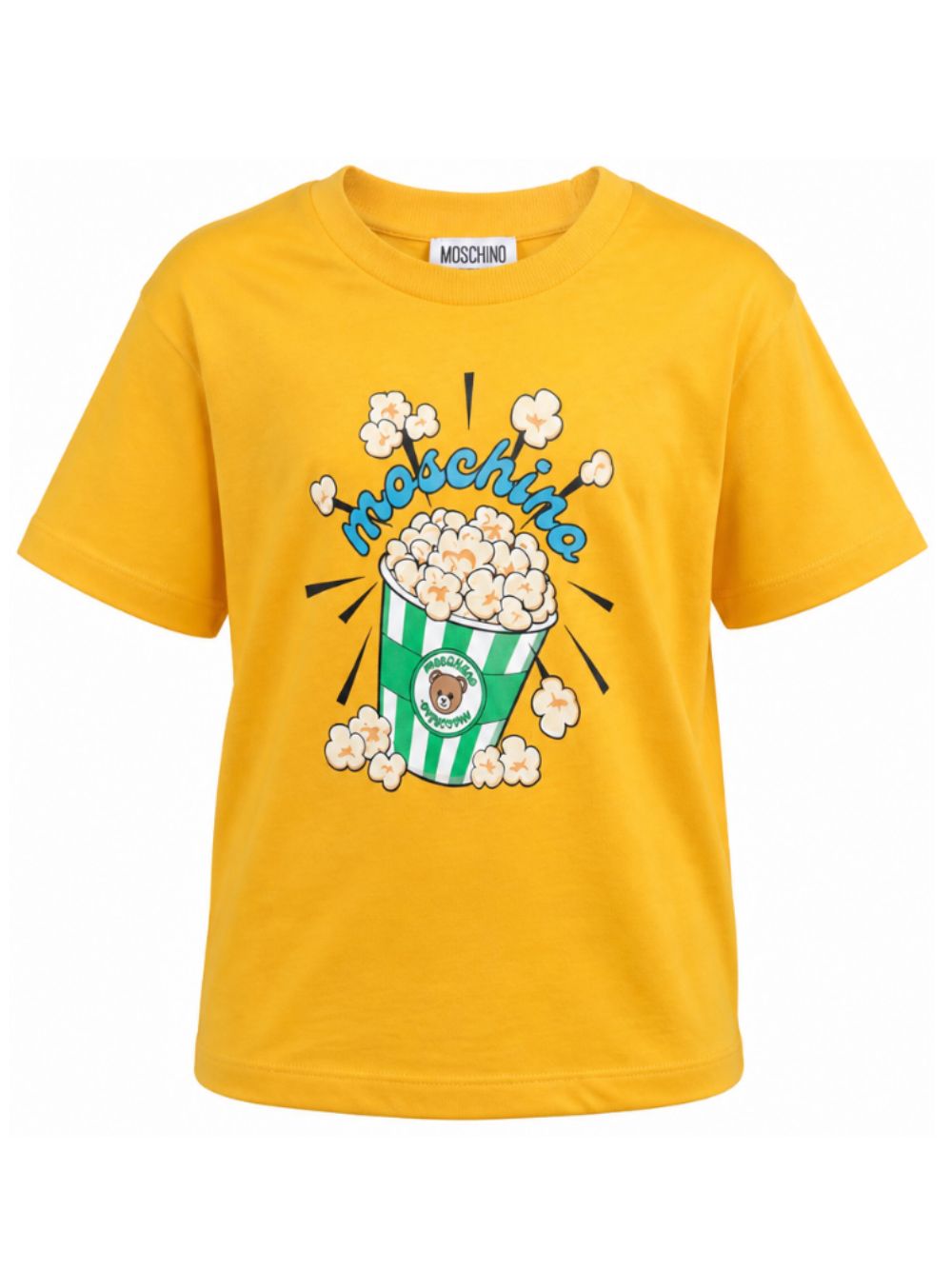 T-shirt per bambini Moschino Kids gialla con stampa grafica HRM05WLAA10 51140 MOSCHINO KIDS 
