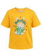 T-shirt per bambini Moschino Kids gialla con stampa grafica HRM05WLAA10 51140 MOSCHINO KIDS 