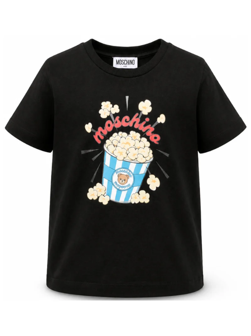 T-shirt per bambini Moschino Kids nera con stampa grafica HRM05WLAA10 60100 MOSCHINO KIDS 