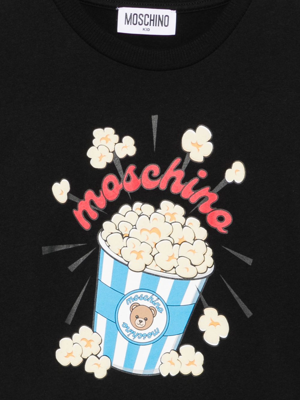 T-shirt per bambini Moschino Kids nera con stampa grafica HRM05WLAA10 60100 MOSCHINO KIDS 