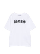 T-shirt per bambini Moschino Kids bianca con logo sul davanti HTM05WLAA10 10101 MOSCHINO KIDS 