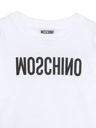 T-shirt per bambini Moschino Kids bianca con logo sul davanti HTM05WLAA10 10101 MOSCHINO KIDS 