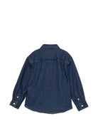 Camicia per bambino Moschino Kids blu con logo ricamato sul davanti HUC021L0E44 41150 MOSCHINO KIDS 