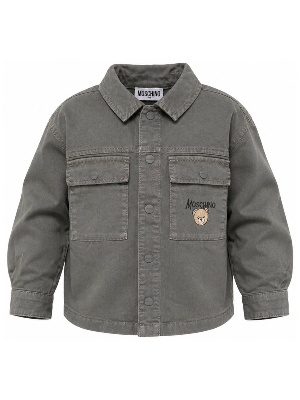 Camicia per bambino Moschino Kids grigia acciaio con colletto classico HUC02OLOC10 60380 MOSCHINO KIDS 