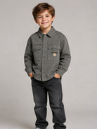 Camicia per bambino Moschino Kids grigia acciaio con colletto classico HUC02OLOC10 60380 MOSCHINO KIDS 