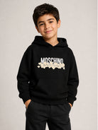 Felpa per bambini Moschino Kids nera con stampa grafica HUF09ZLCA83 60100 MOSCHINO KIDS 