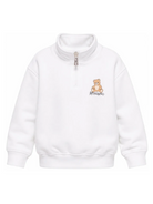 Felpa per bambino Moschino Kids bianca con mezza zip HUF0A0LCA94 10101 MOSCHINO KIDS 