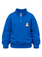 Felpa per bambino Moschino Kids blu con mezza zip HUF0A0LCA94 40157 MOSCHINO KIDS 