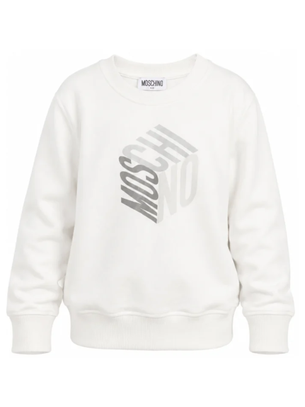 Felpa per bambino Moschino Kids bianca con stampa grafica HUF0A2LCA92 10063 MOSCHINO KIDS 