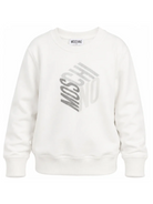 Felpa per bambino Moschino Kids bianca con stampa grafica HUF0A2LCA92 10063 MOSCHINO KIDS 