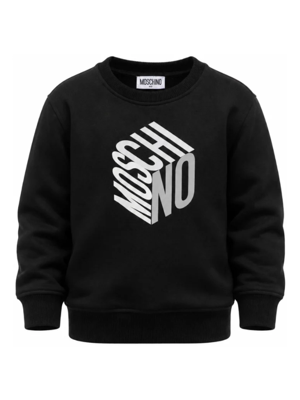 Felpa per bambino Moschino Kids nera con stampa grafica HUF0A2LCA92 60100 MOSCHINO KIDS 