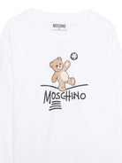 Felpa per bambini Moschino Kids bianca con stampa logo HUF0A3LCA83 10101 MOSCHINO KIDS 