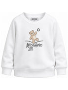 Felpa per bambini Moschino Kids bianca con stampa logo HUF0A3LCA83 10101 MOSCHINO KIDS 