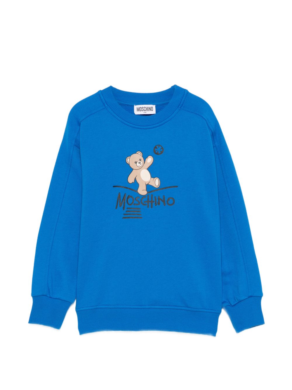 Felpa per bambini Moschino Kids blu con stampa logo HUF0A3LCA83 40157 MOSCHINO KIDS 