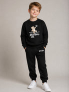 Felpa per bambini Moschino Kids nera con stampa logo HUF0A3LCA83 60100 MOSCHINO KIDS 