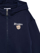 Felpa per bambino Moschino Kids blu con stampa Teddy sul davanti HUF0A4LCA83 40016 MOSCHINO KIDS 