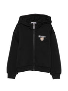 Felpa per bambino Moschino Kids nera con stampa Teddy sul davanti HUF0A4LCA83 60100 MOSCHINO KIDS 
