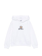 Felpa per bambini Moschino Kids bianca con stampa Teddy sul davanti HUF0A7LCA83 10101 MOSCHINO KIDS 