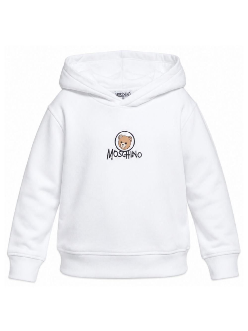 Felpa per bambini Moschino Kids bianca con stampa Teddy sul davanti HUF0A7LCA83 10101 MOSCHINO KIDS 