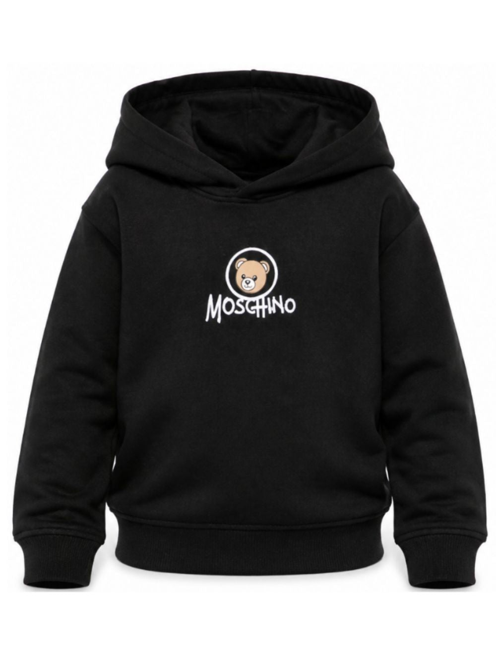 Felpa per bambini Moschino Kids nera con stampa Teddy sul davanti HUF0A7LCA83 60100 MOSCHINO KIDS 