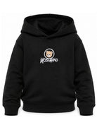 Felpa per bambini Moschino Kids nera con stampa Teddy sul davanti HUF0A7LCA83 60100 MOSCHINO KIDS 
