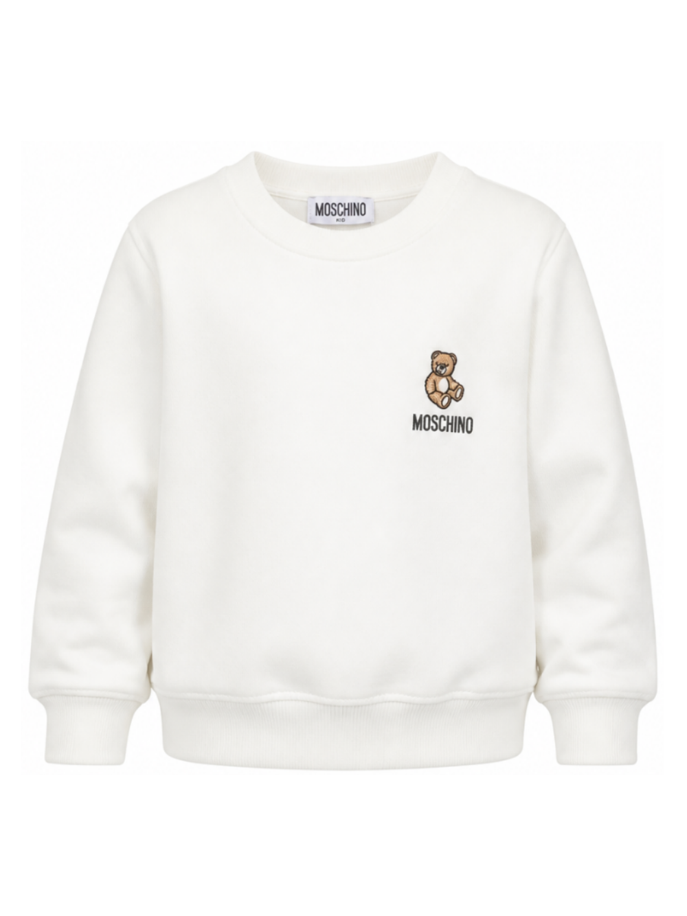 Felpa per bambini Moschino Kids bianca con ricamo Teddy bear HUF0A9LCA40 10063 MOSCHINO KIDS 