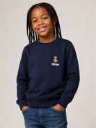 Felpa per bambini Moschino Kids blu con ricamo Teddy bear HUF0A9LCA40 40016 MOSCHINO KIDS 