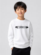 Felpa per bambini Moschino Kids bianca con stampa logo HUF0AALCA40 10101 MOSCHINO KIDS 