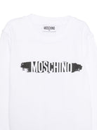 Felpa per bambini Moschino Kids bianca con stampa logo HUF0AALCA40 10101 MOSCHINO KIDS 