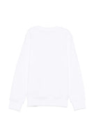 Felpa per bambini Moschino Kids bianca con stampa logo HUF0AALCA40 10101 MOSCHINO KIDS 