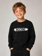 Felpa per bambini Moschino Kids nera con stampa logo HUF0AALCA40 60100 MOSCHINO KIDS 