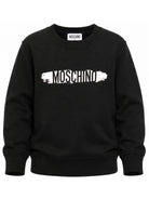 Felpa per bambini Moschino Kids nera con stampa logo HUF0AALCA40 60100 MOSCHINO KIDS 
