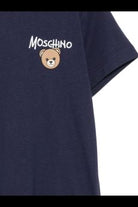 T-shirt per bambino Moschino Kids blu con stampa logo sul davanti HUM05VLAA34 40016 MOSCHINO KIDS 