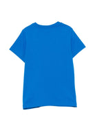 T-shirt per bambino Moschino Kids azzurra con stampa logo sul davanti HUM05VLAA34 40157 MOSCHINO KIDS 