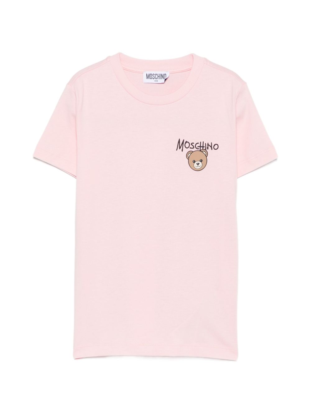 T-shirt per bambino Moschino Kids rosa con stampa logo sul davanti HUM05VLAA34 50209 MOSCHINO KIDS 