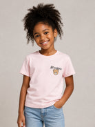 T-shirt per bambino Moschino Kids rosa con stampa logo sul davanti HUM05VLAA34 50209 MOSCHINO KIDS 